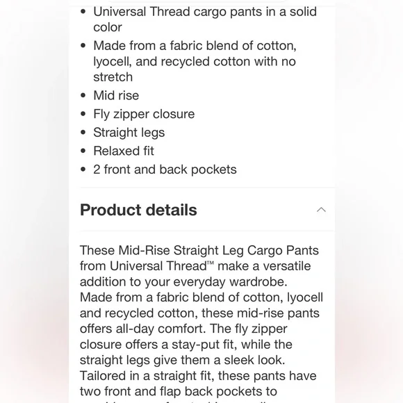 Women's Mid-Rise Straight Leg Cargo
Pants - Universal Thread™ Green new - Picture 6 of 7